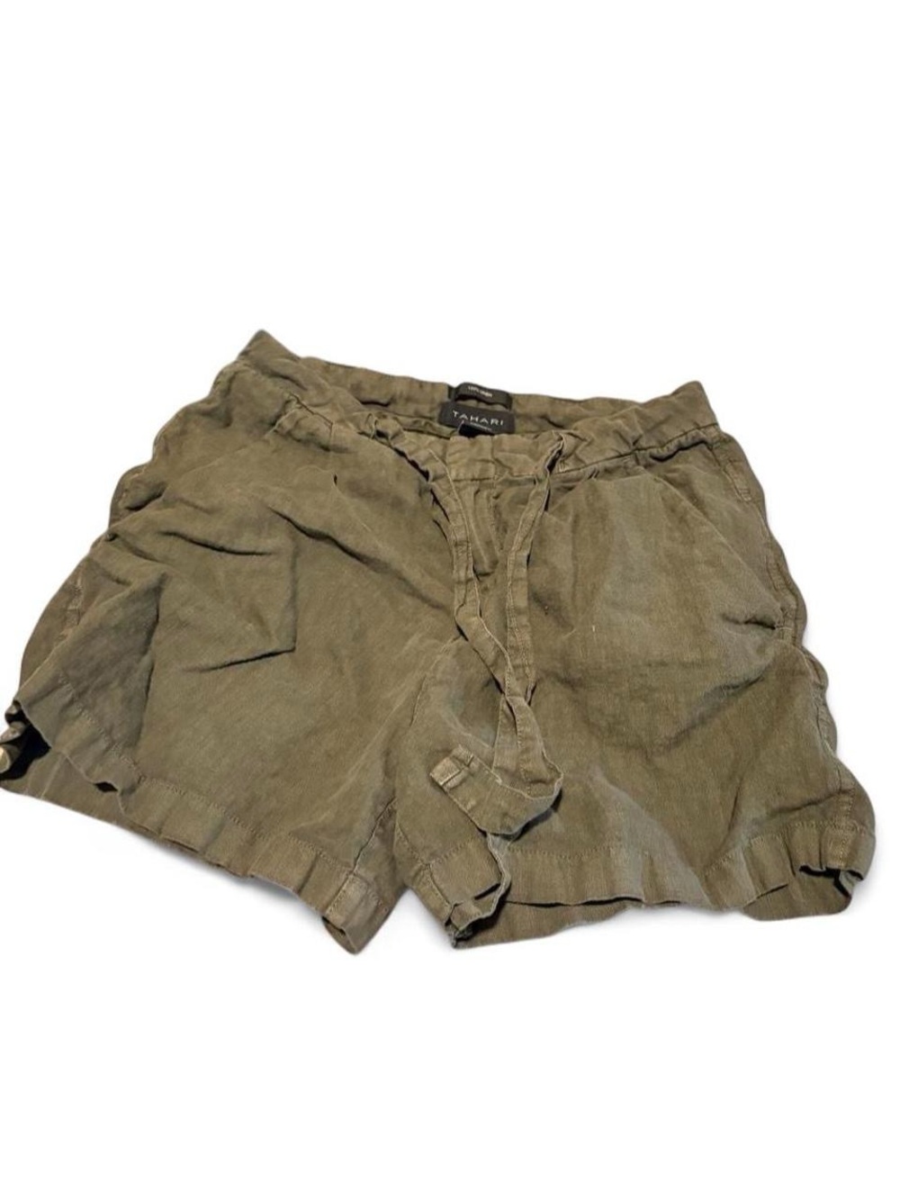 Talani Olive Green 100% Linen Casual Shorts
